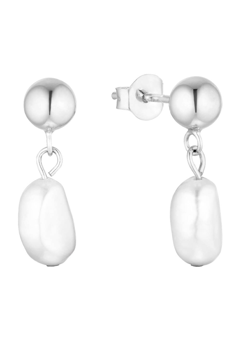 S.Oliver Silber-Ohrstecker Mit Perlenanhängern