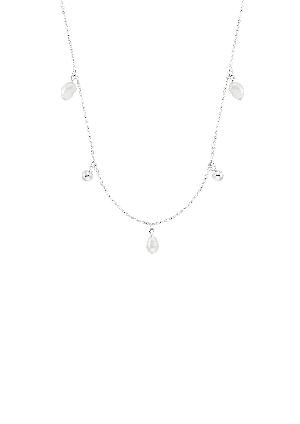 S.Oliver Silberkette Mit Perlenanhängern