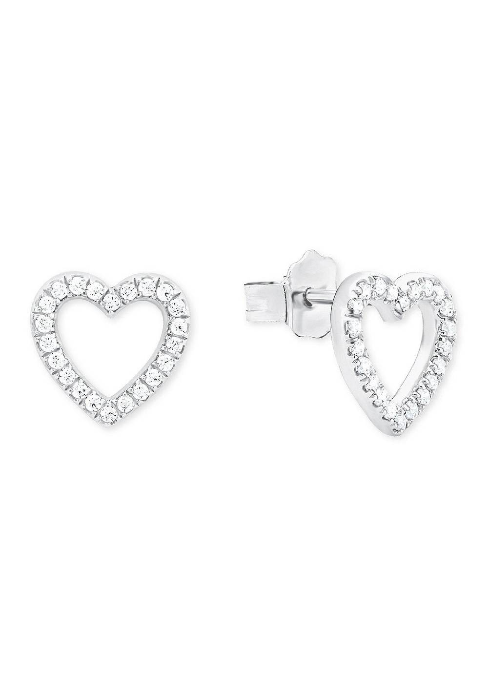 S.Oliver Silberne Ohrstecker Herz Mit Zirkonia