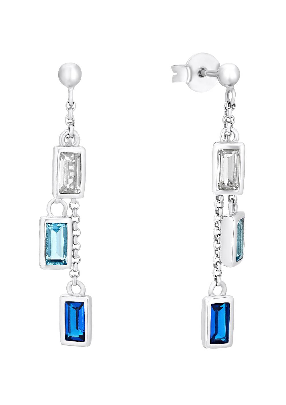 S.Oliver Silberne Ohrstecker Mit Baguette-Steinen