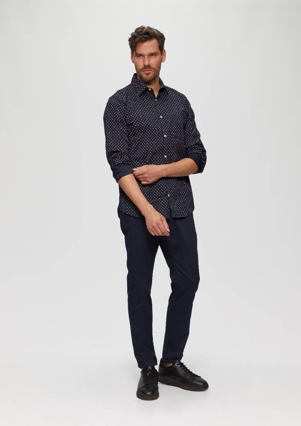 S.Oliver Slim Fit: Gemustertes Hemd Aus Baumwollmix