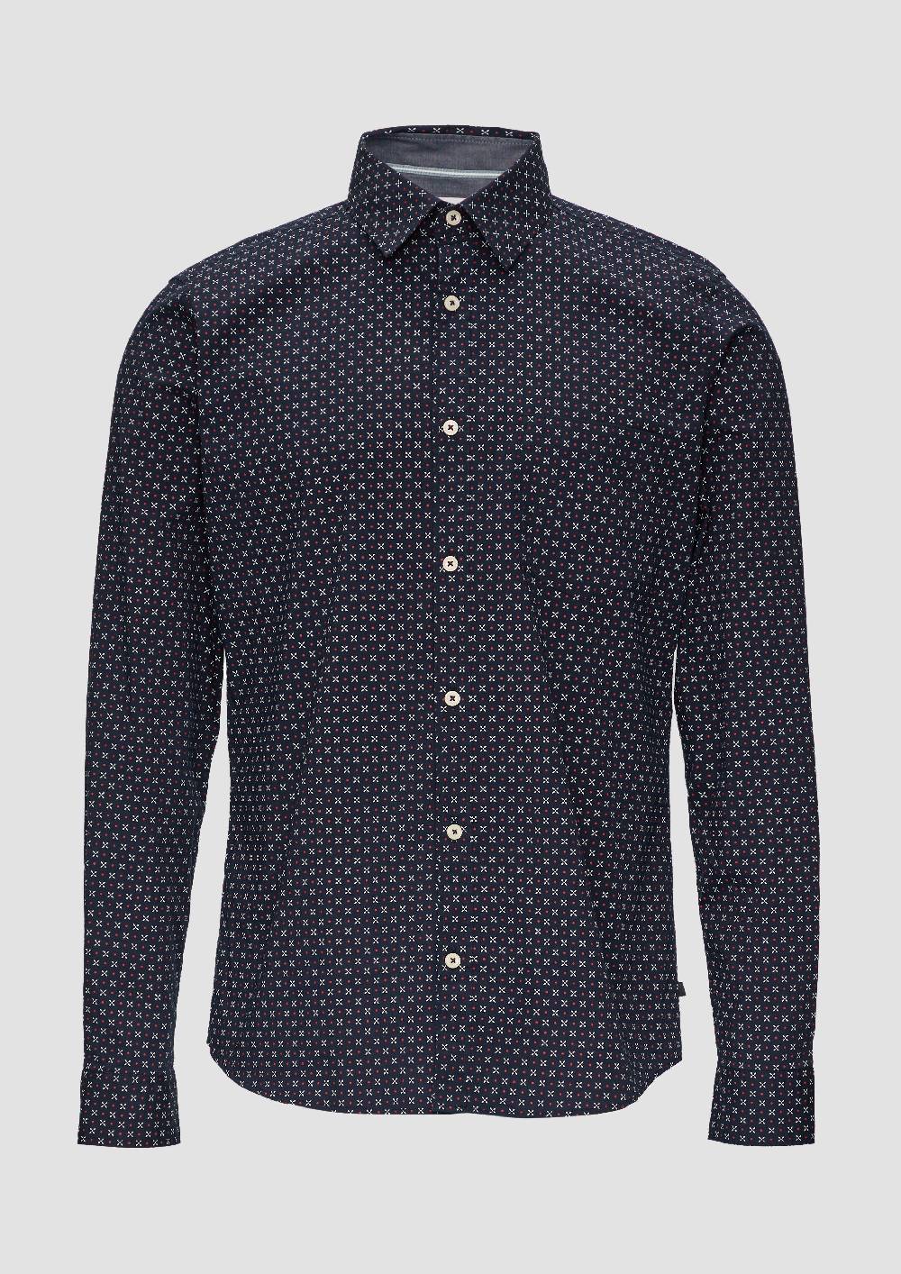 S.Oliver Slim Fit: Gemustertes Hemd Aus Baumwollmix