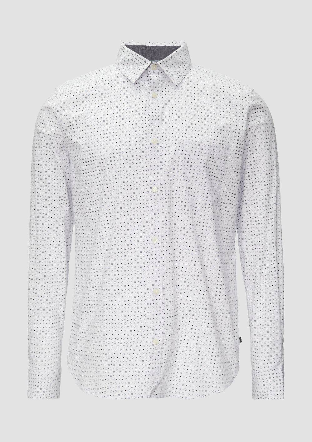 S.Oliver Slim Fit: Gemustertes Hemd Aus Baumwollmix