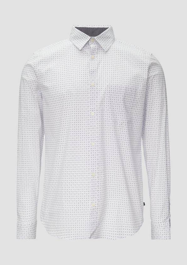 s.Oliver Slim Fit: Gemustertes Hemd aus Baumwollmix