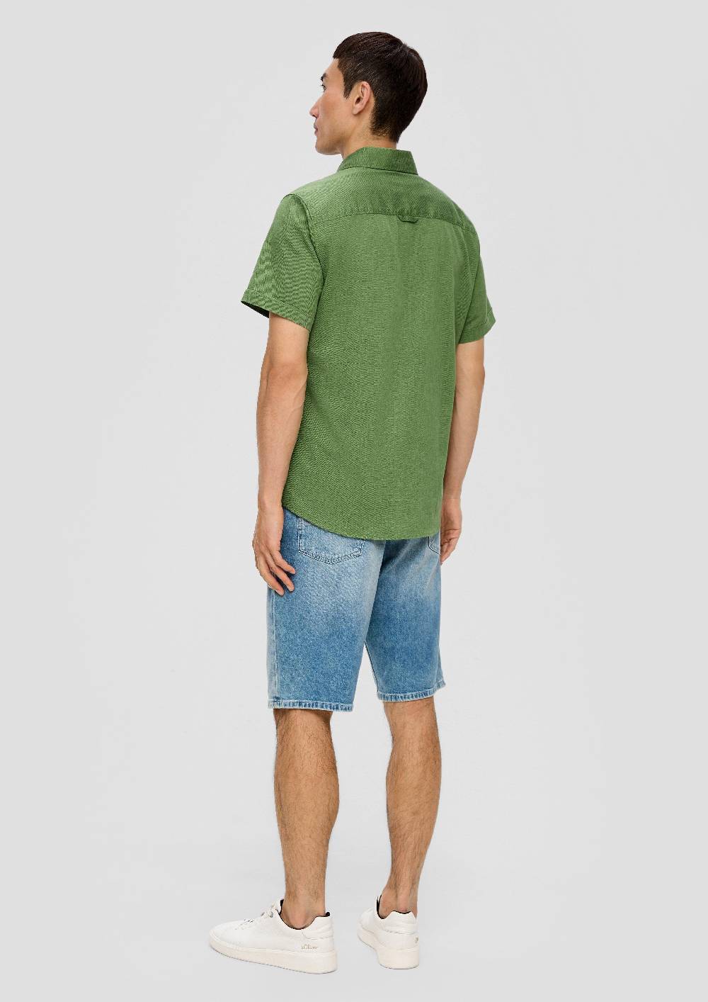 S.Oliver Slim Fit: Kurzarmhemd Mit Chambray-Details