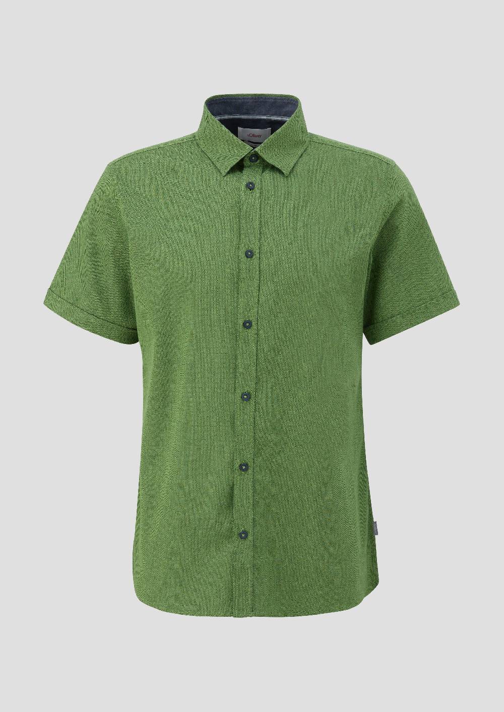 S.Oliver Slim Fit: Kurzarmhemd Mit Chambray-Details