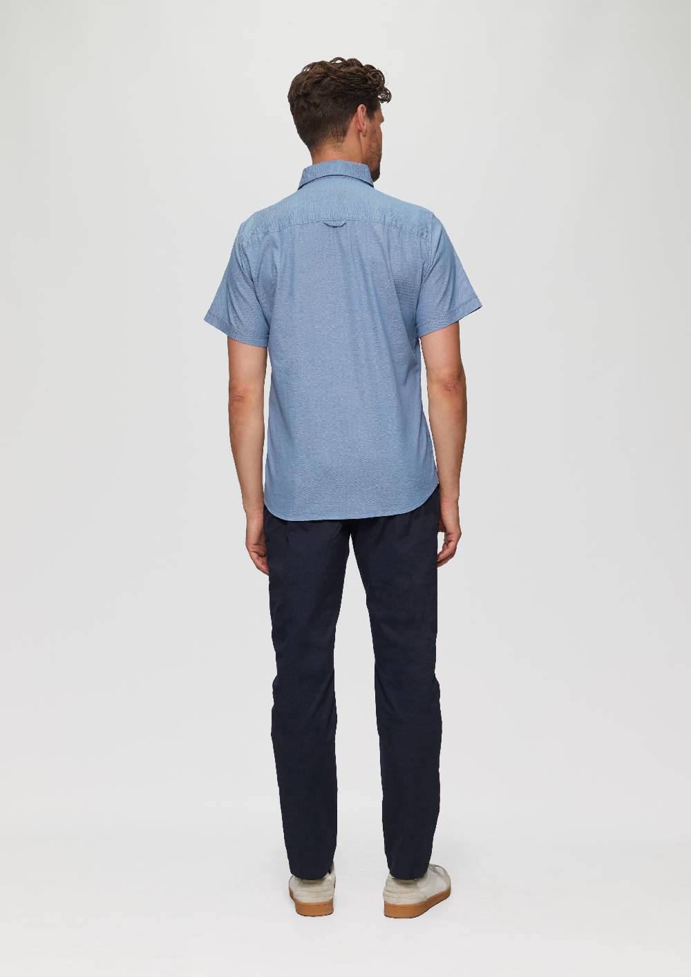 S.Oliver Slim Fit: Kurzarmhemd Mit Chambray-Details