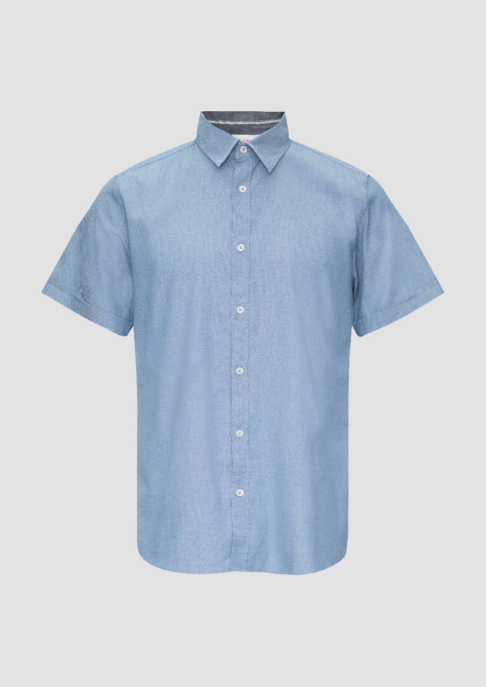 S.Oliver Slim Fit: Kurzarmhemd Mit Chambray-Details