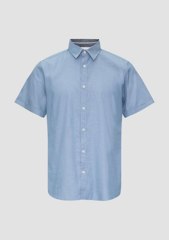 s.Oliver Slim Fit: Kurzarmhemd mit Chambray-Details
