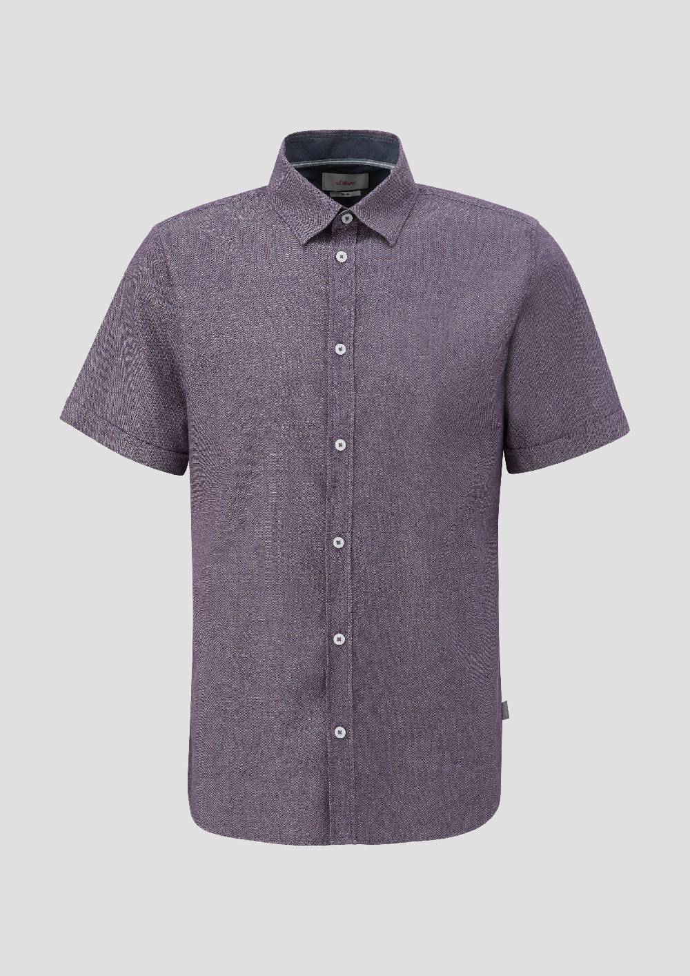 S.Oliver Slim Fit: Kurzarmhemd Mit Chambray-Details