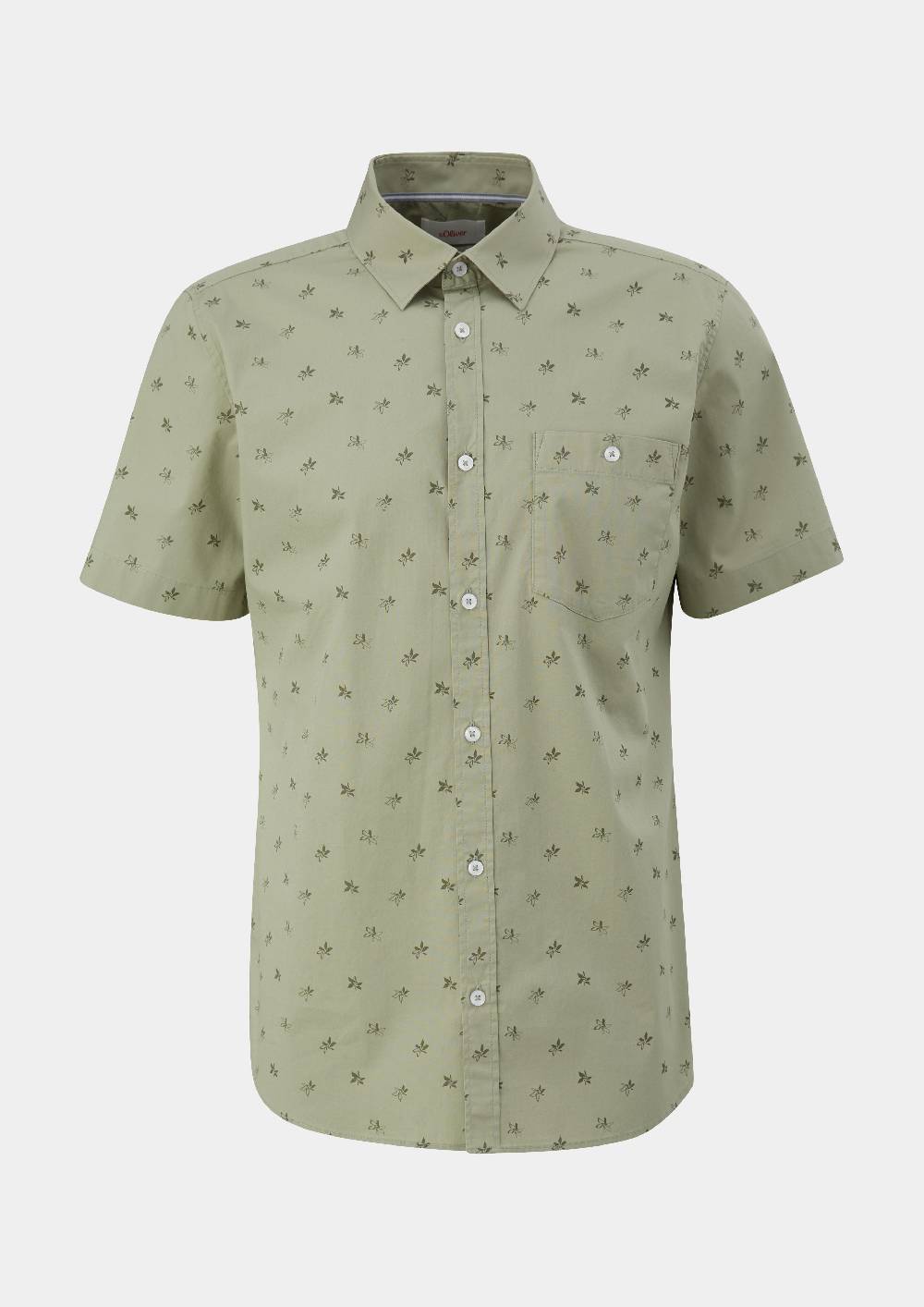 S.Oliver Slim: Kurzarmhemd Aus Baumwollstretch