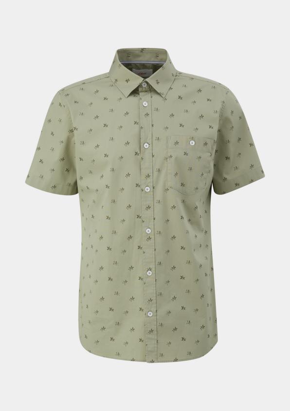 s.Oliver Slim: Kurzarmhemd aus Baumwollstretch