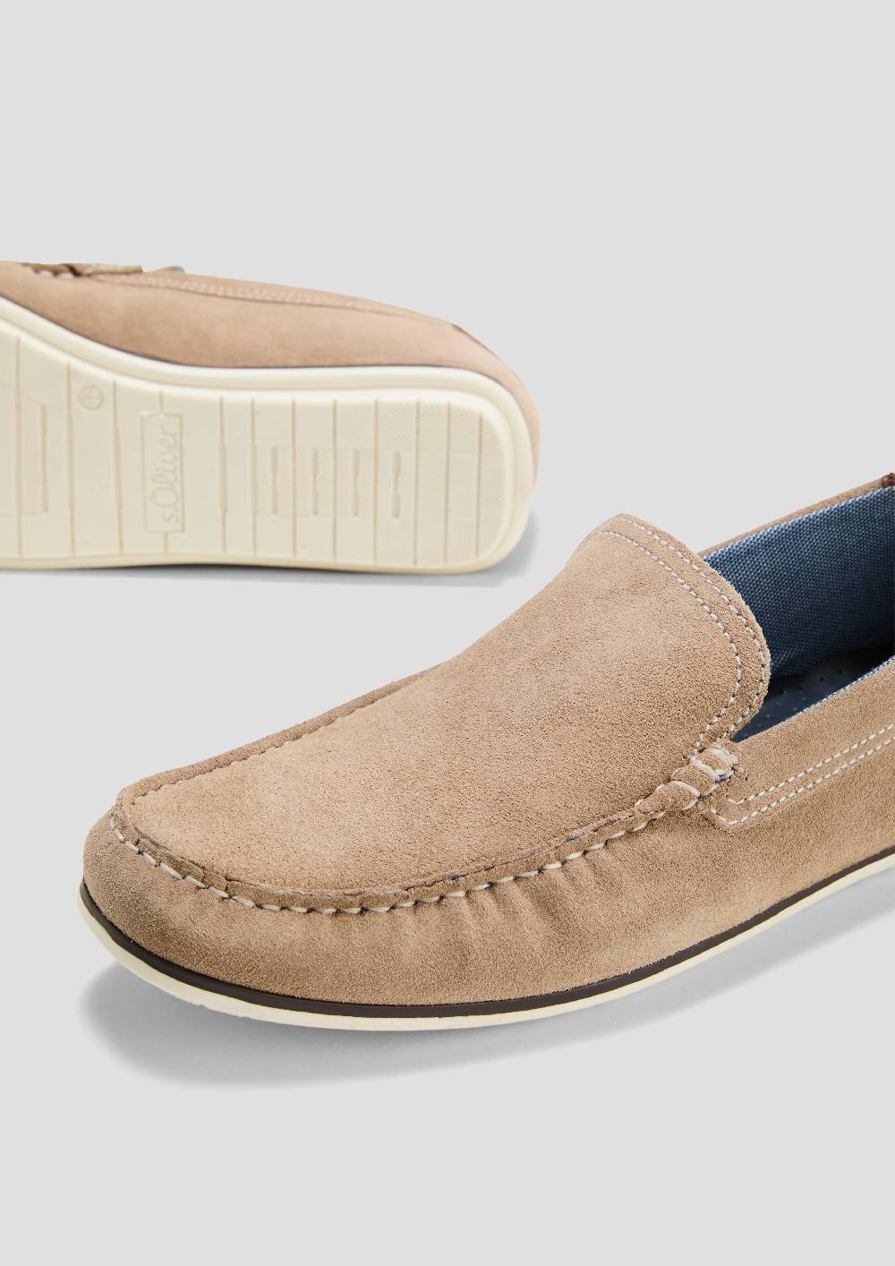 S.Oliver Slipper Aus Leder Mit Kontrastnähten