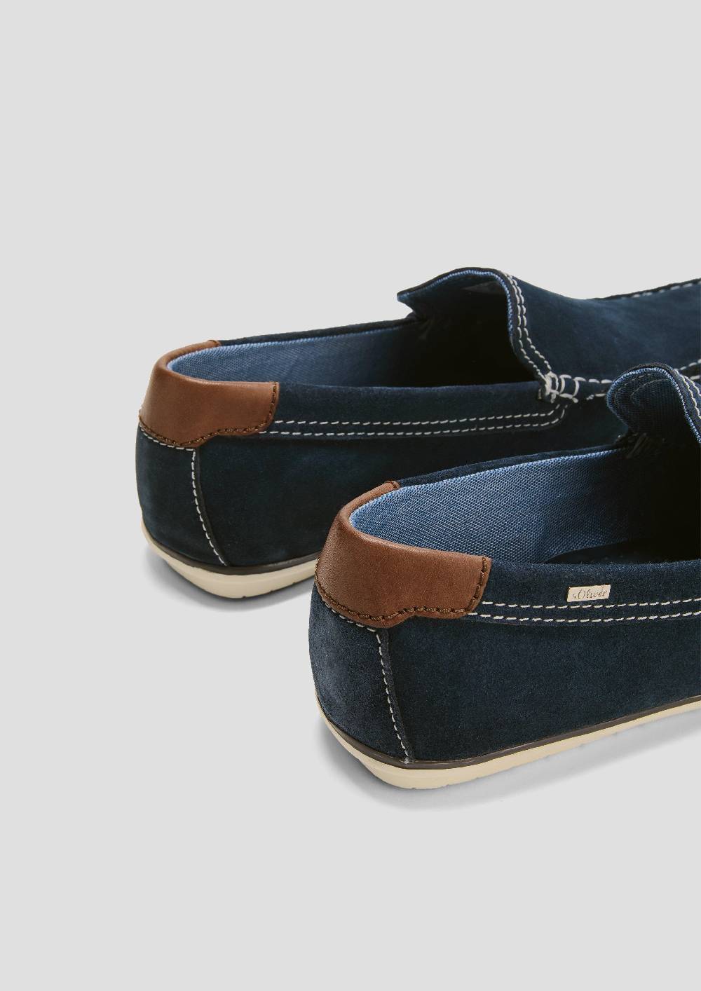 S.Oliver Slipper Aus Leder Mit Kontrastnähten