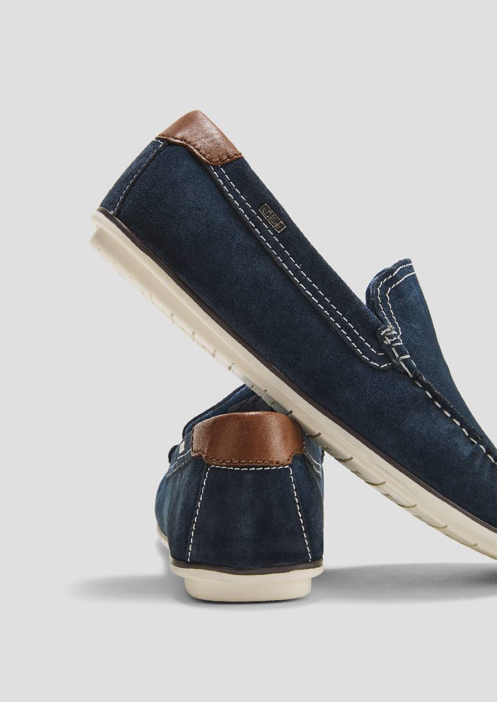 S.Oliver Slipper Aus Leder Mit Kontrastnähten