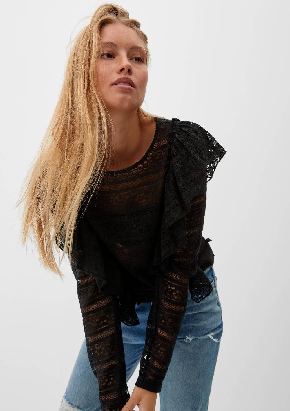 S.Oliver Spitzenbluse Mit Rüschen