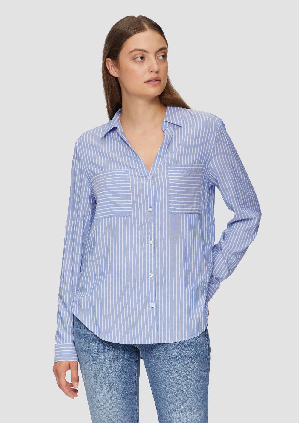 S.Oliver Streifen-Bluse Mit Aufgesetzten Taschen