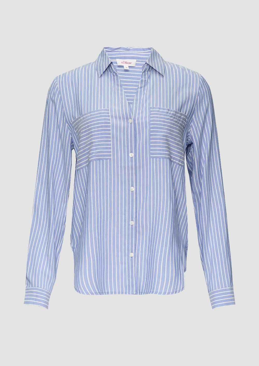 S.Oliver Streifen-Bluse Mit Aufgesetzten Taschen