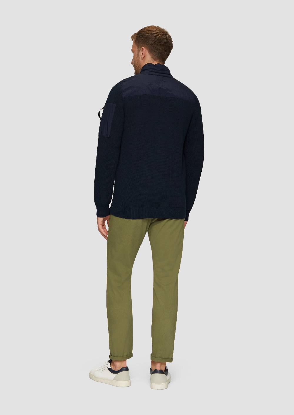 S.Oliver Strickjacke Im Fabricmix Mit Stehkragen