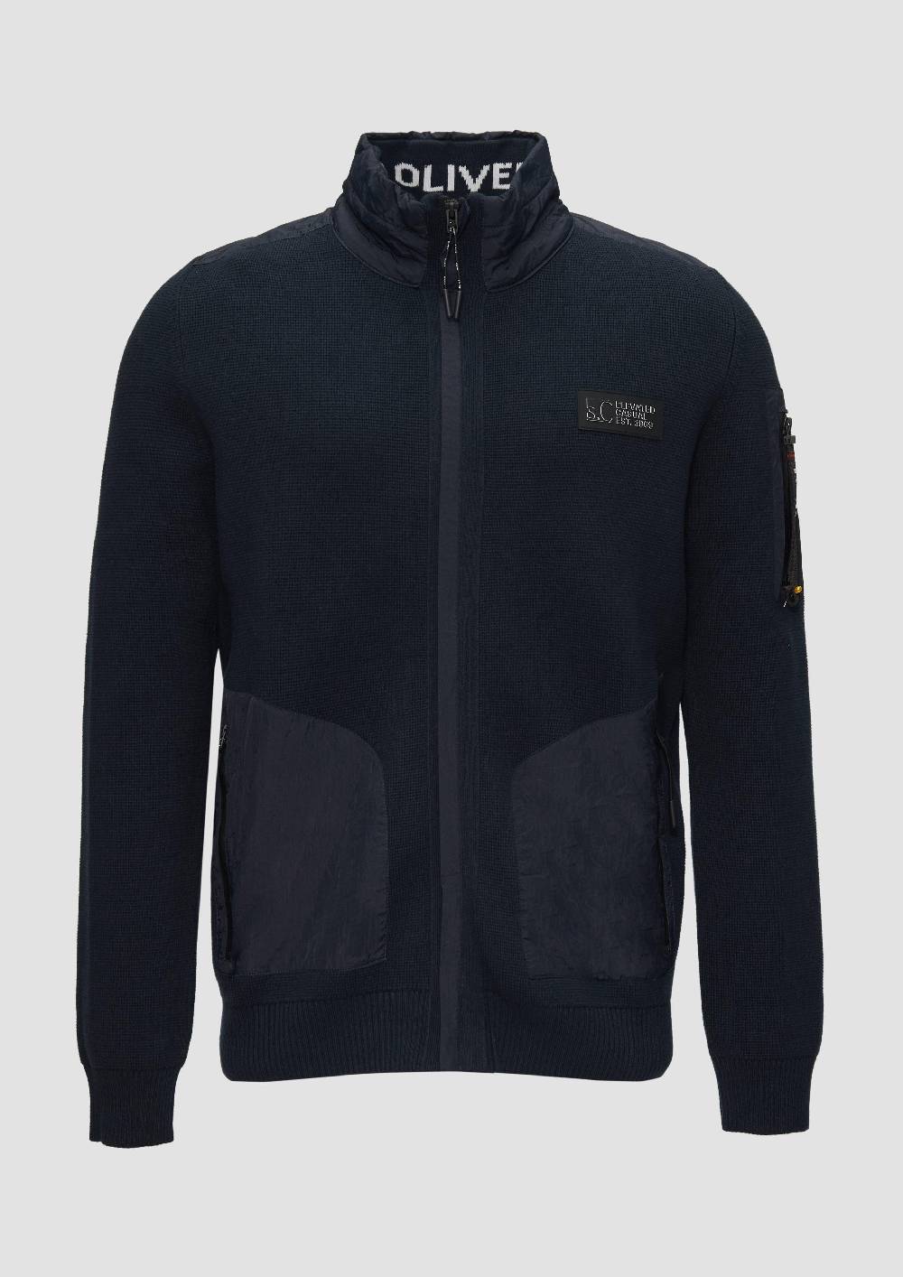 S.Oliver Strickjacke Im Fabricmix Mit Stehkragen