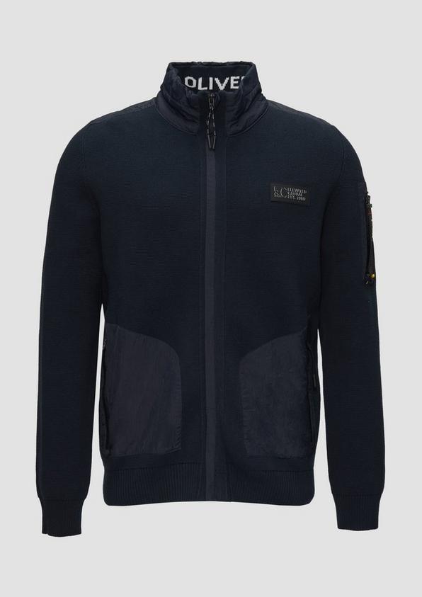 s.Oliver Strickjacke im Fabricmix mit Stehkragen