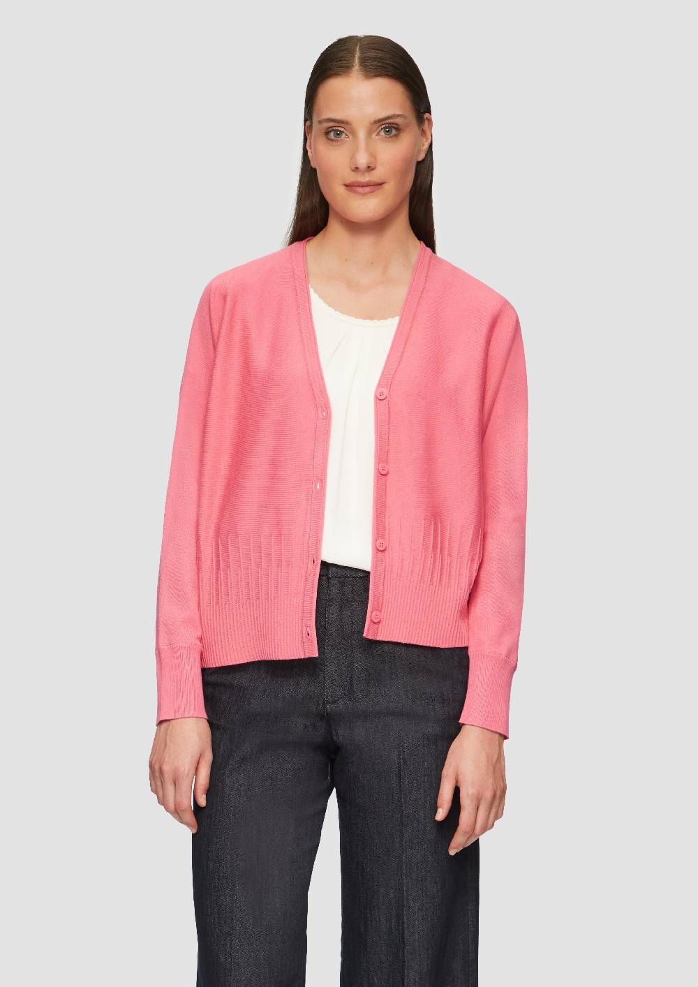 S.Oliver Strickjacke Mit Strukturmuster Am Saum