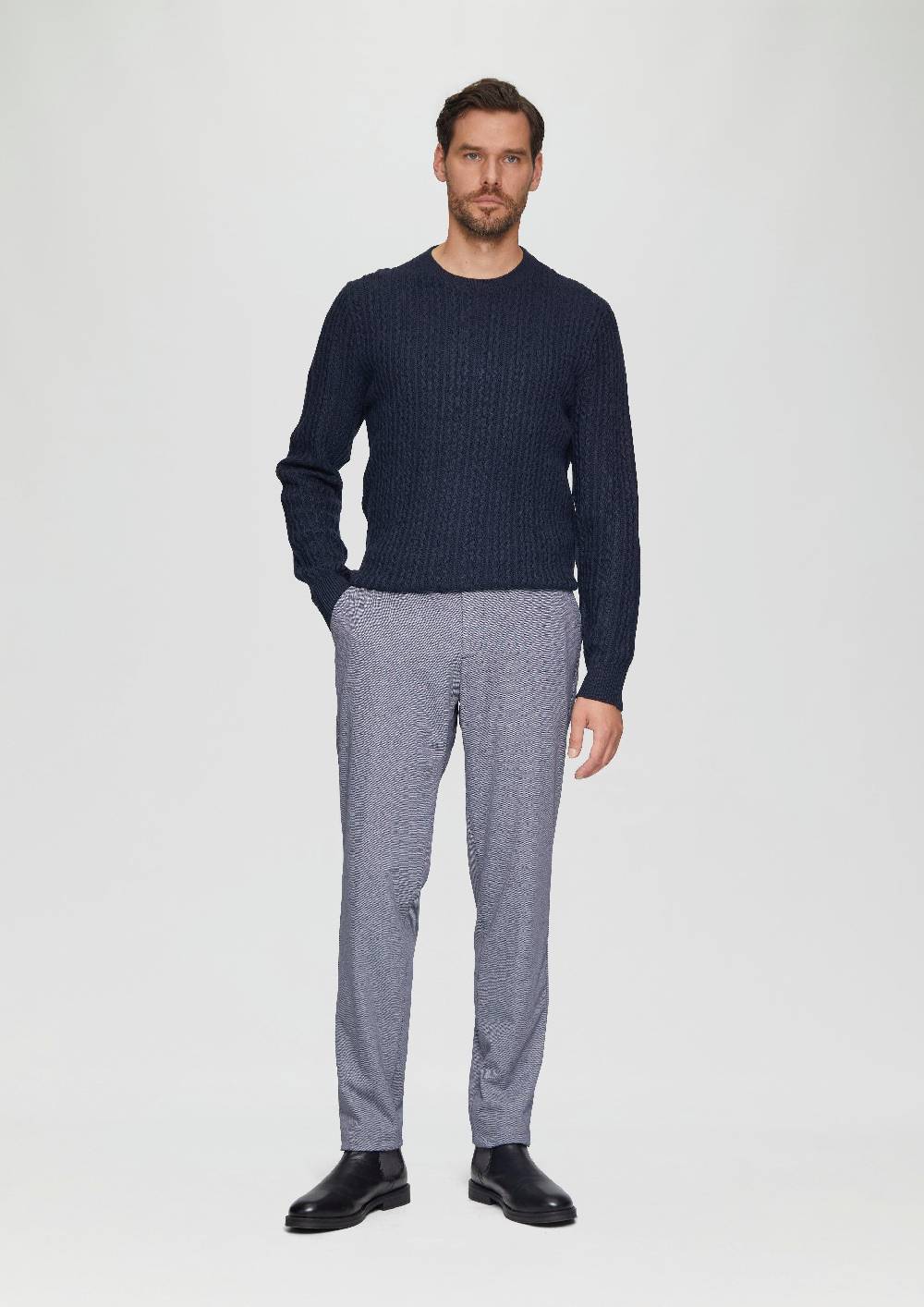 S.Oliver Strickpullover Aus Wollmix Mit Zopfmuster