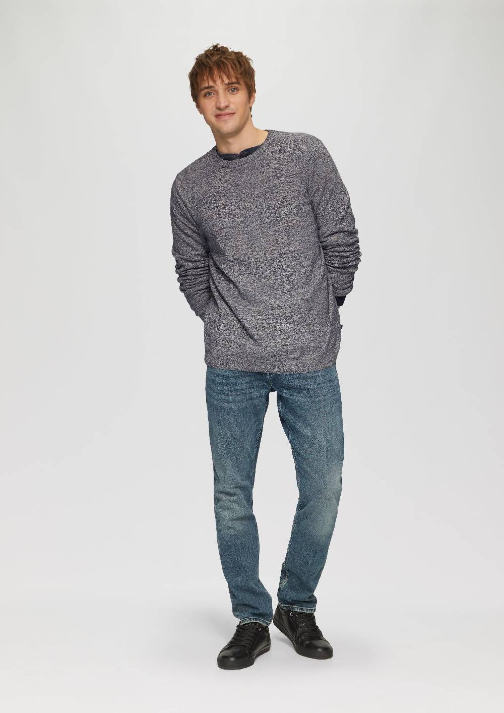 S.Oliver Strickpullover In Melierter Optik