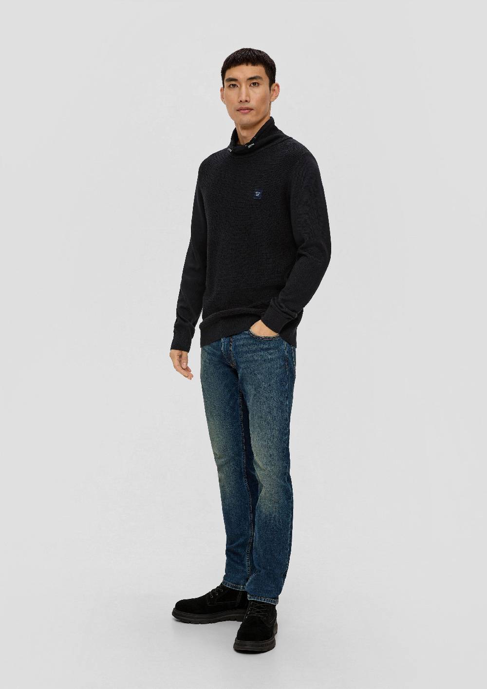 S.Oliver Strickpullover Mit Jersey-Ärmeln