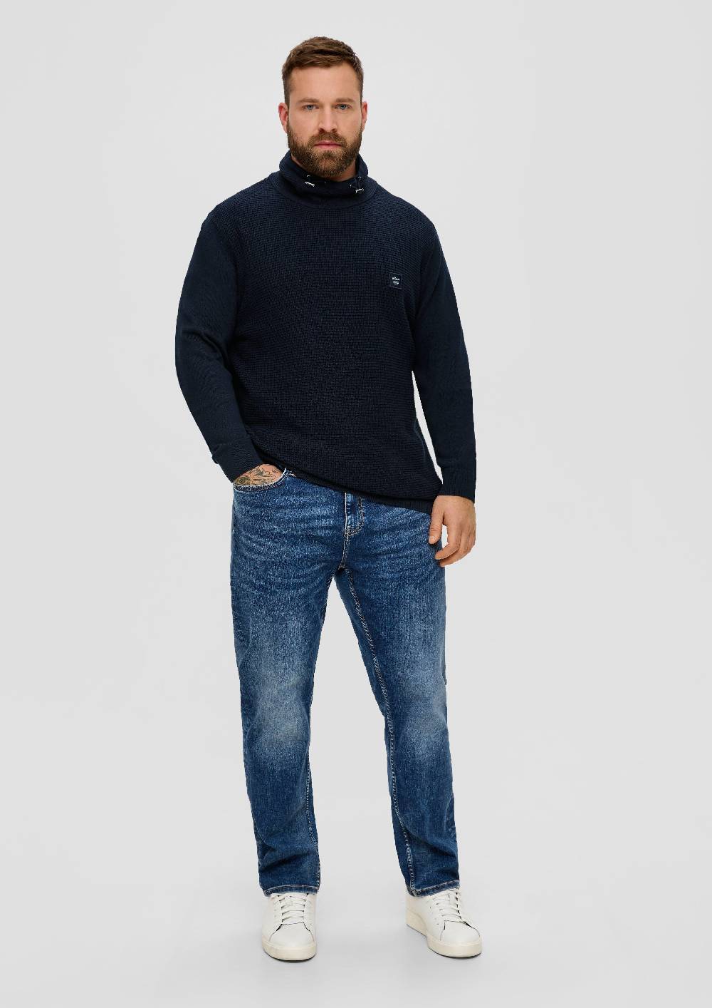 S.Oliver Strickpullover Mit Jersey-Ärmeln