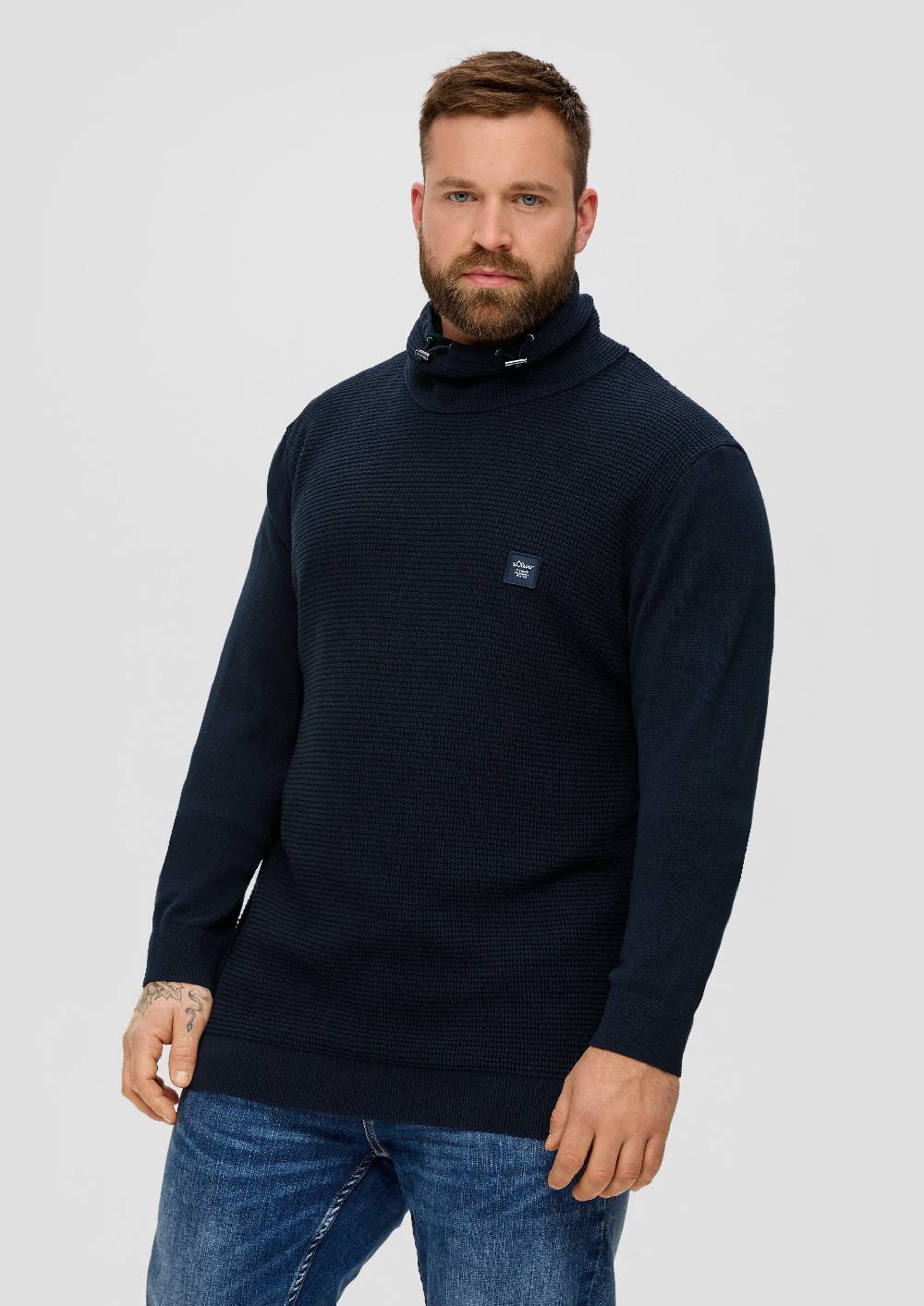 S.Oliver Strickpullover Mit Jersey-Ärmeln
