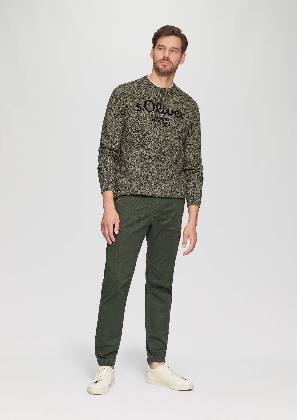 S.Oliver Strickpullover Mit Logo In Melange-Optik