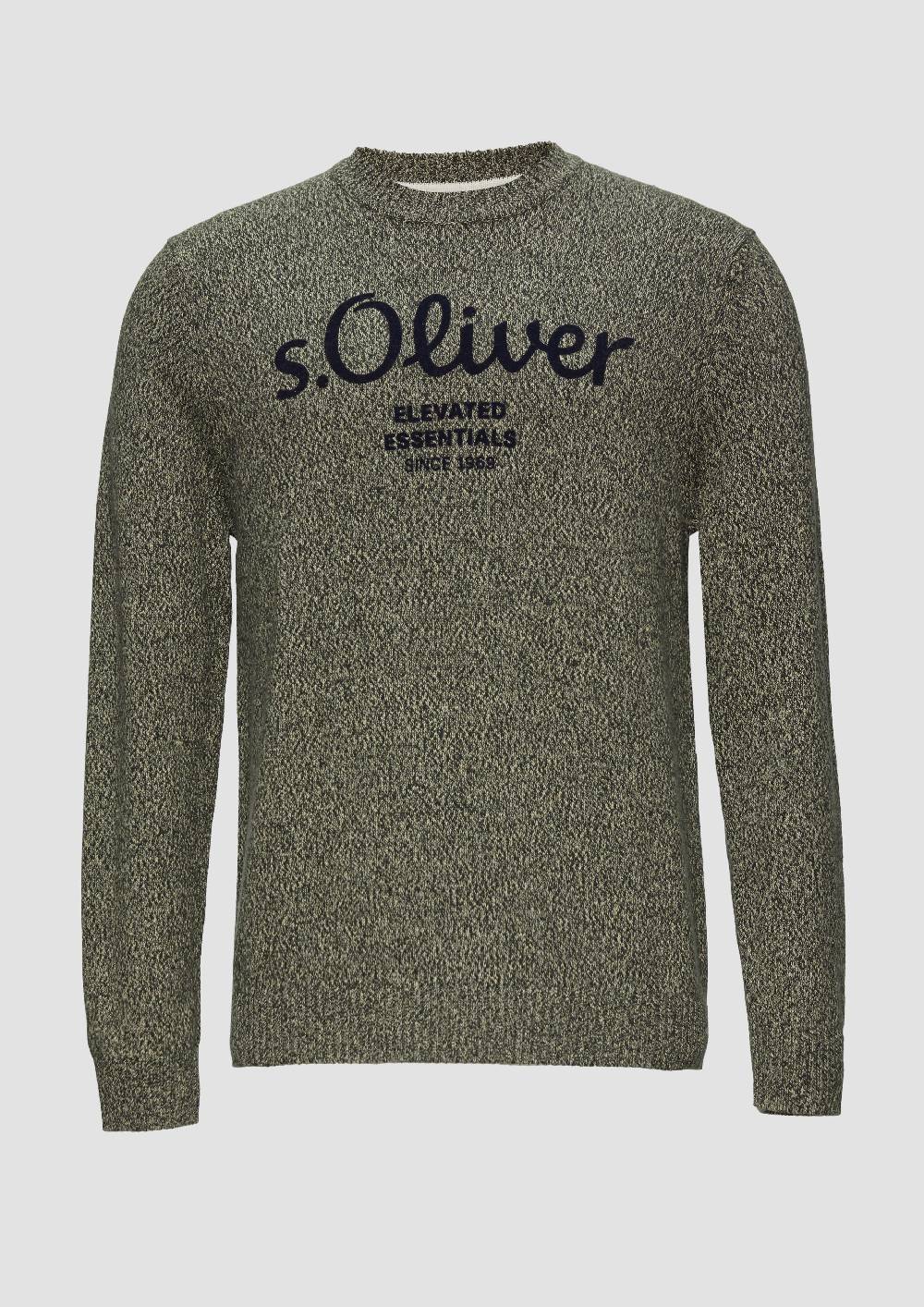 S.Oliver Strickpullover Mit Logo In Melange-Optik