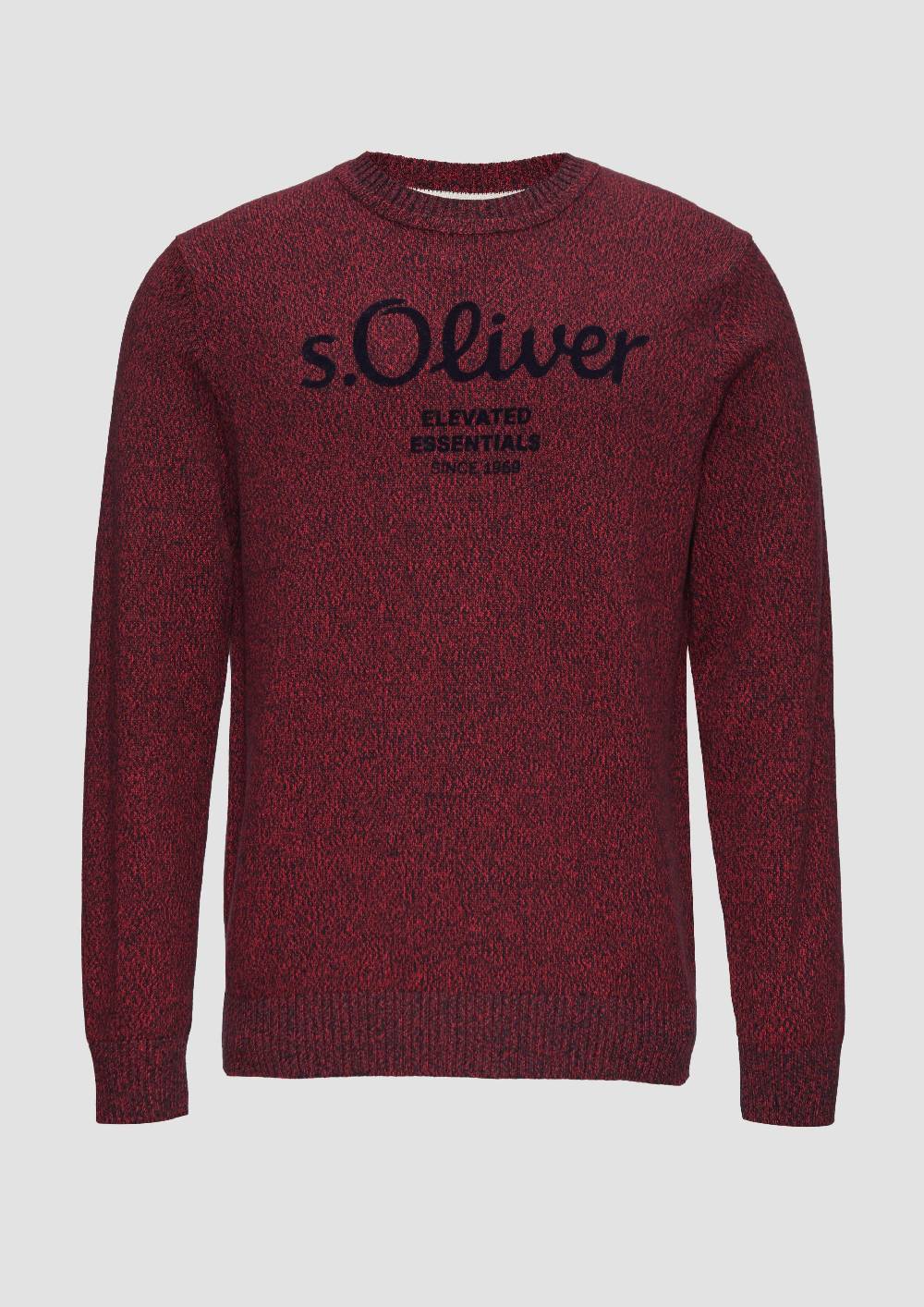 S.Oliver Strickpullover Mit Logo In Melange-Optik