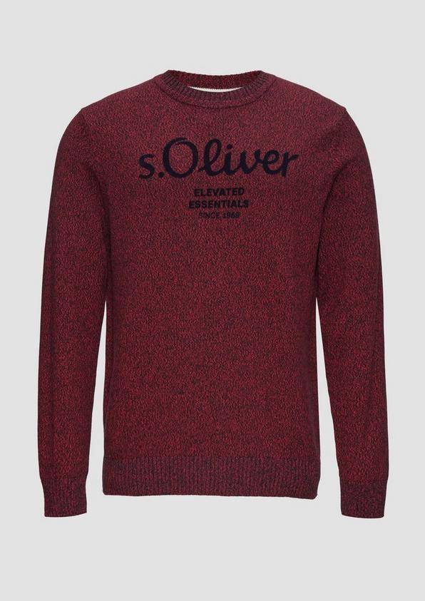 S.Oliver Strickpullover Mit Logo In Melange-Optik