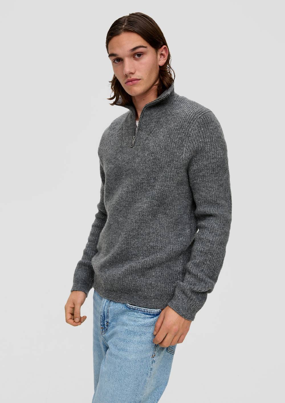 S.Oliver Strickpullover Mit Reißverschluss