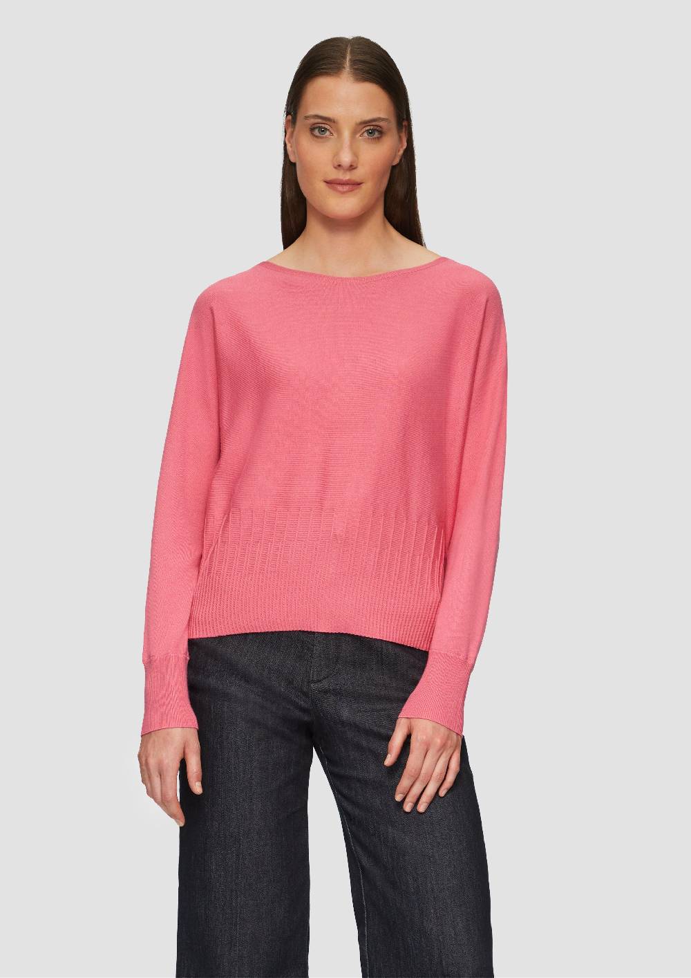 S.Oliver Strickpullover Mit Strukturmuster Am Saum