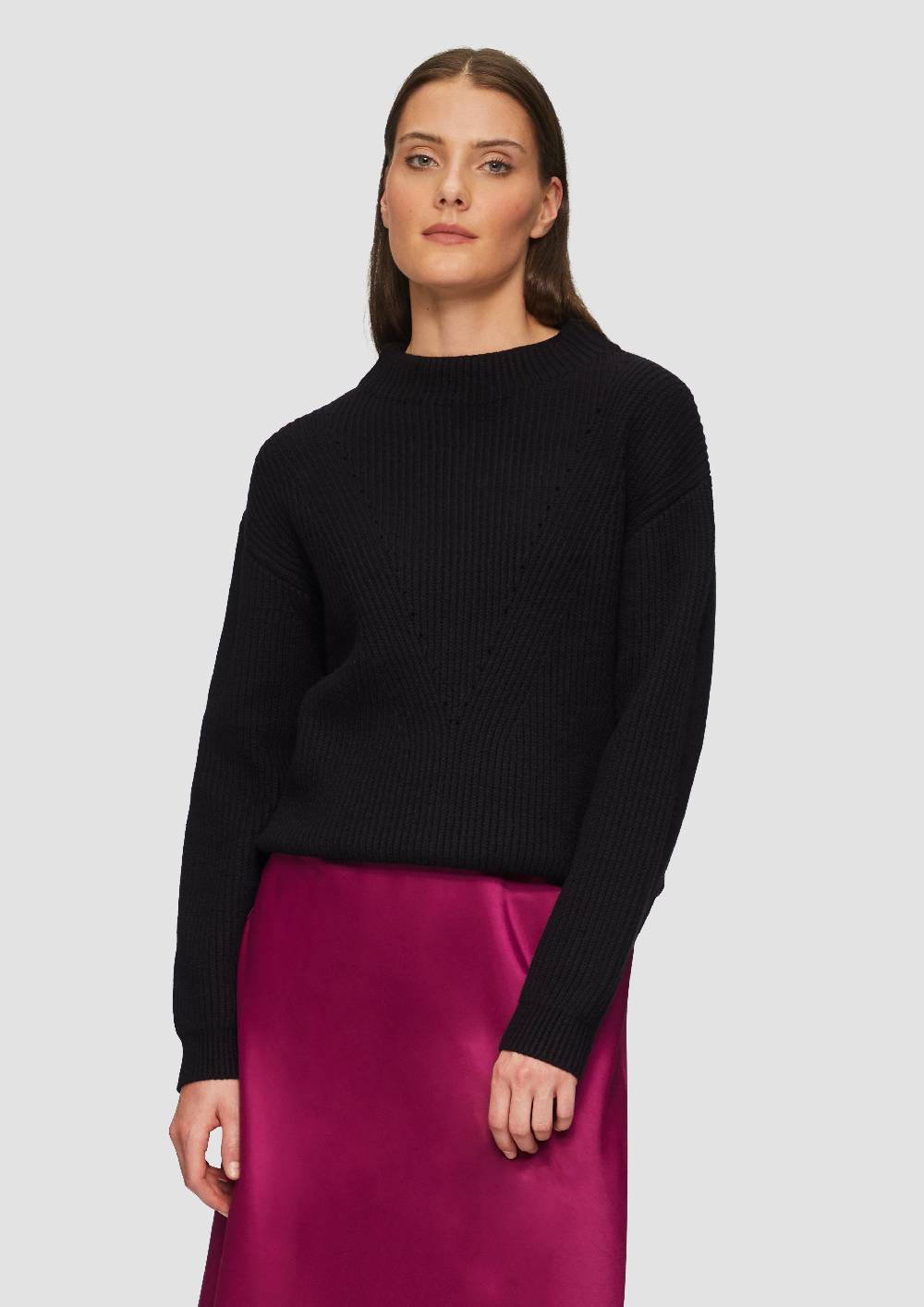 S.Oliver Strickpullover Mit Weitem Stehkragen