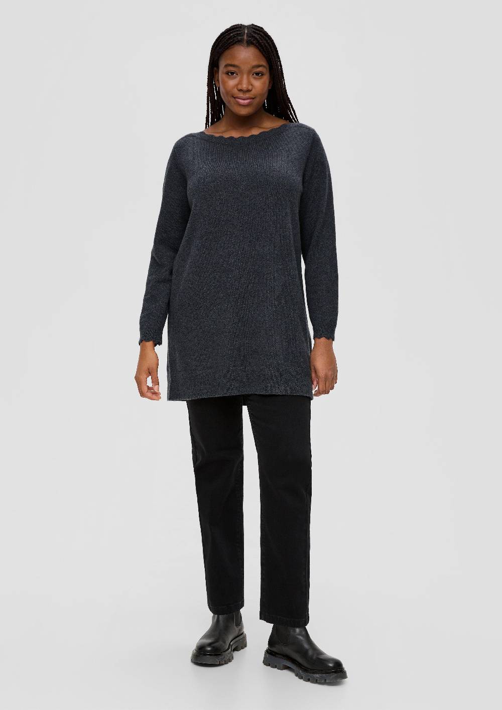 S.Oliver Strickpullover Mit Wellen-Ausschnitt