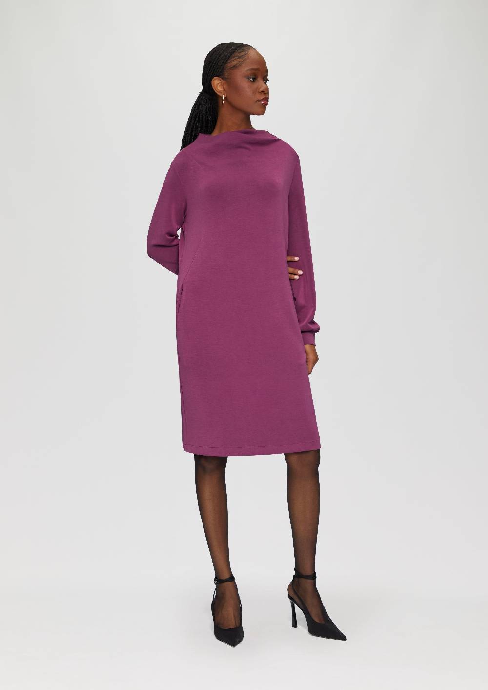 S.Oliver Sweat-Kleid Mit Gelegtem Kragen