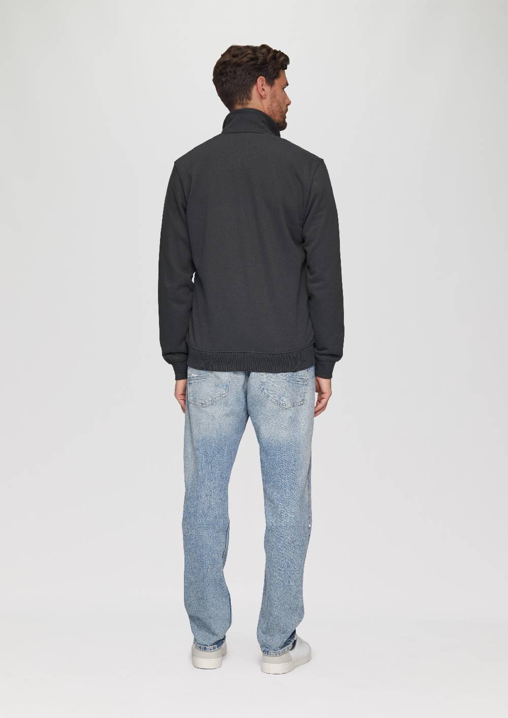 S.Oliver Sweatjacke Mit Stehkragen Und Logo-Detail