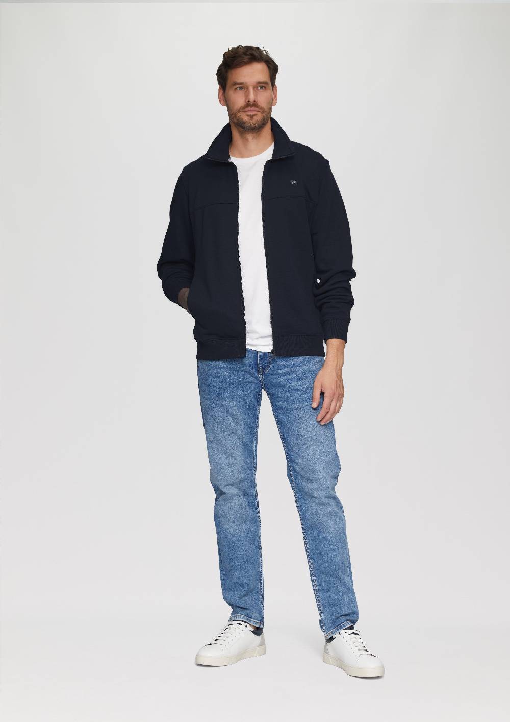 S.Oliver Sweatjacke Mit Stehkragen Und Logo-Detail