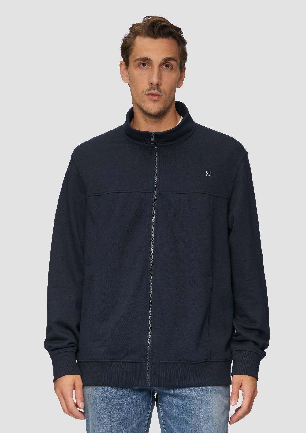 S.Oliver Sweatjacke Mit Stehkragen Und Logo-Detail