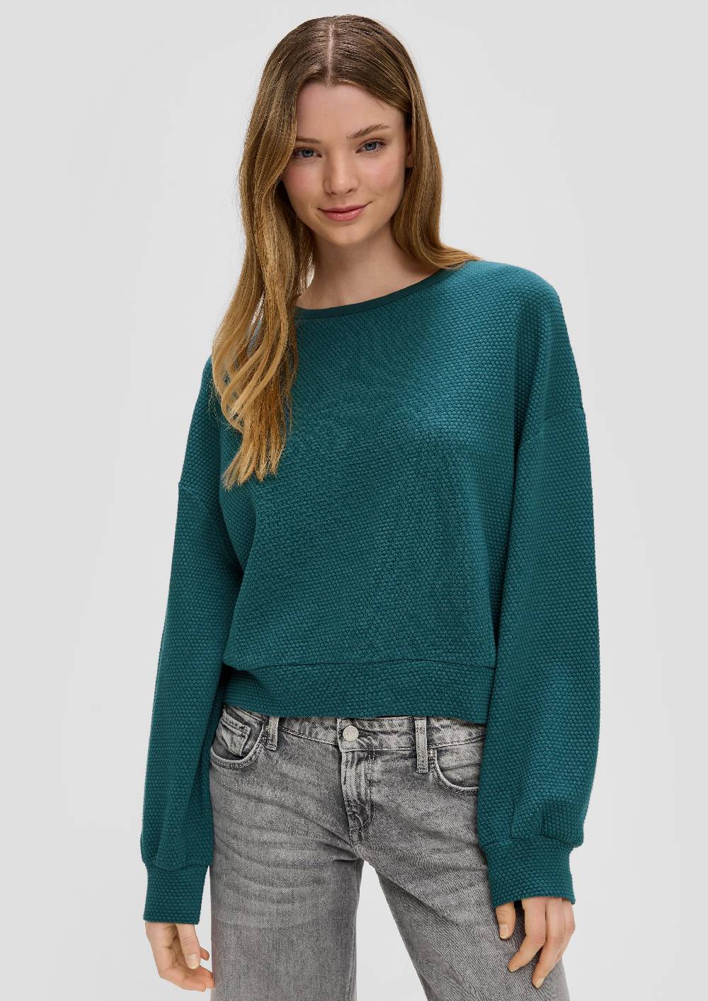 S.Oliver Sweatshirt Im Boxy Cut Mit Piquéstruktur
