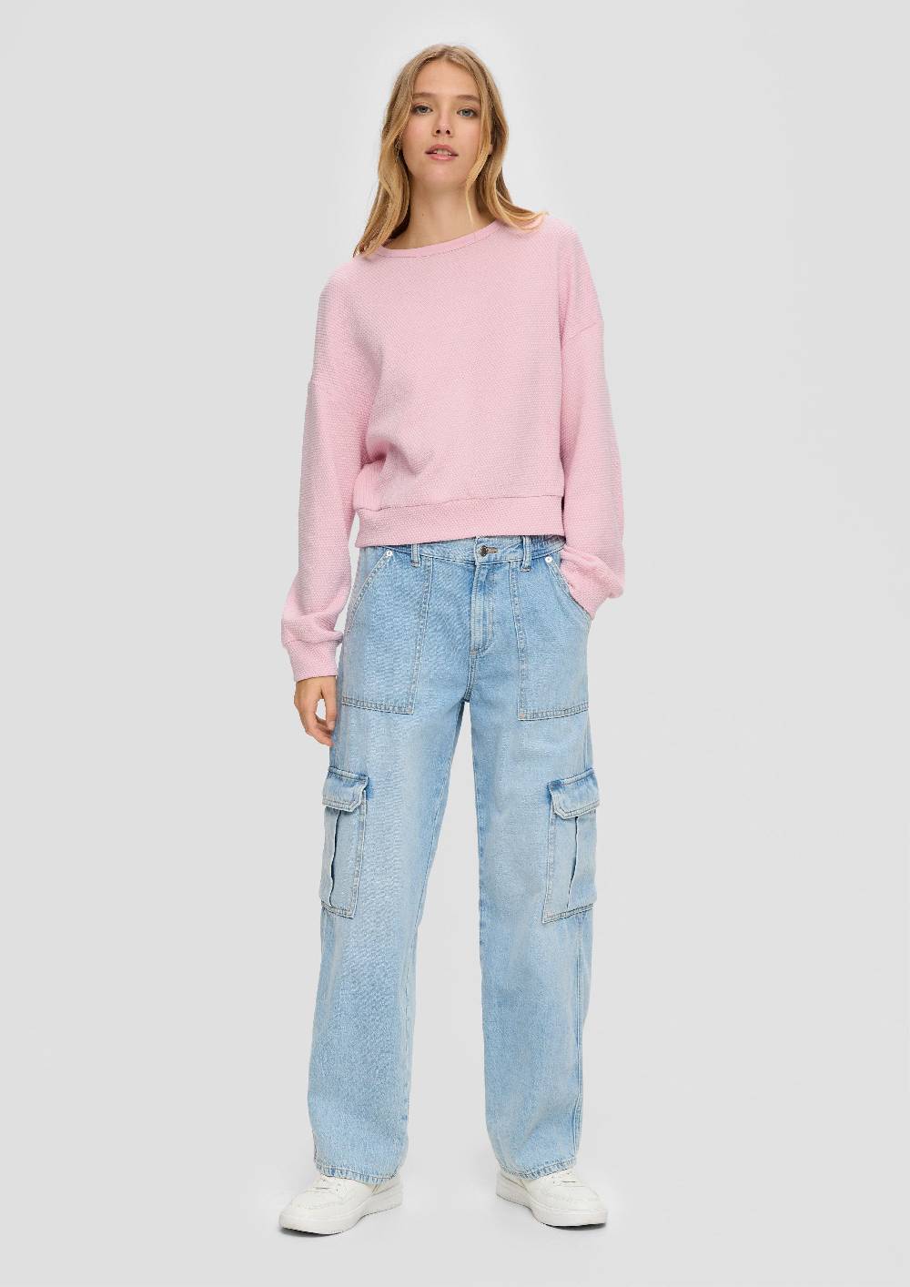 S.Oliver Sweatshirt Im Boxy Cut Mit Piquéstruktur