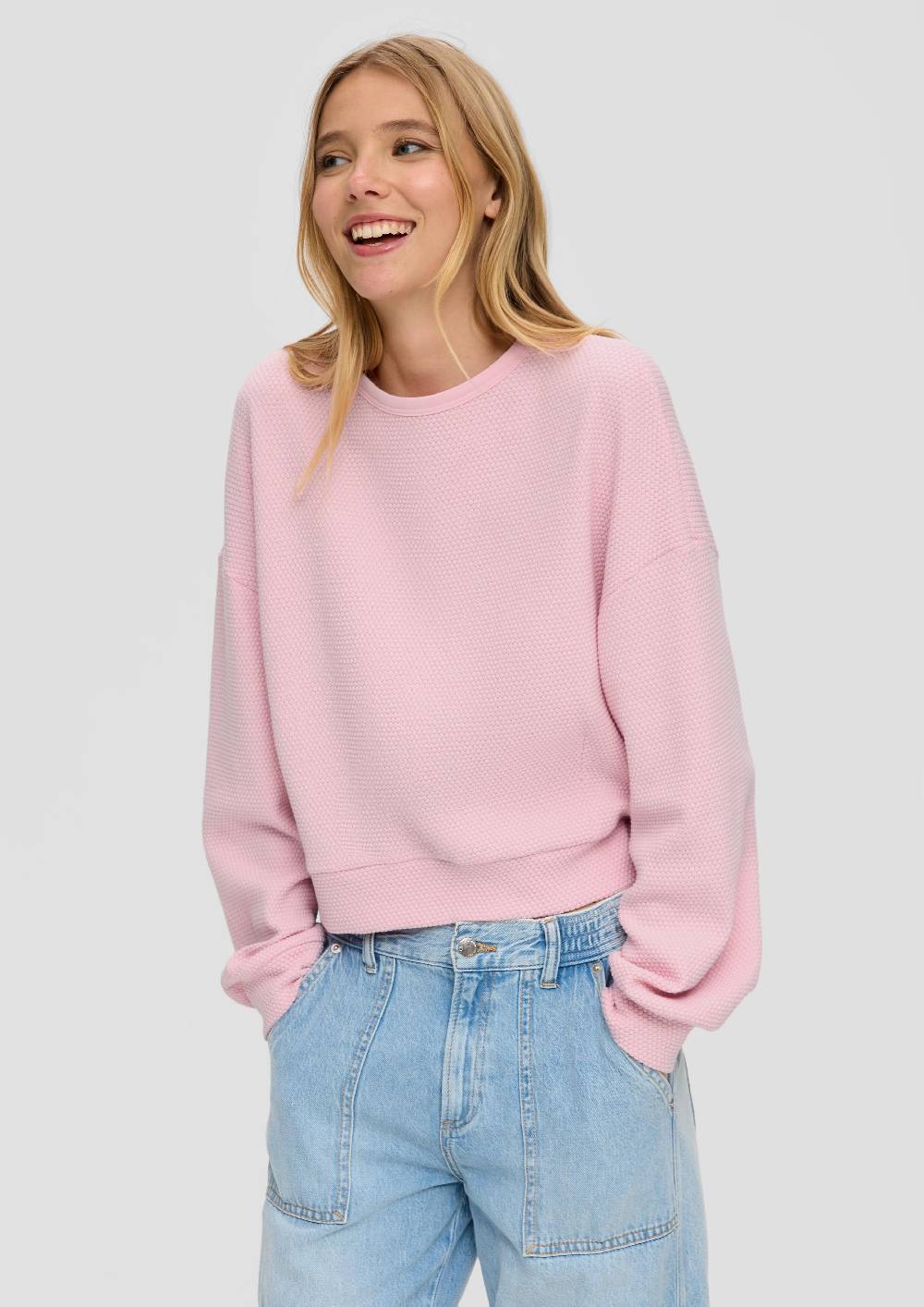 S.Oliver Sweatshirt Im Boxy Cut Mit Piquéstruktur