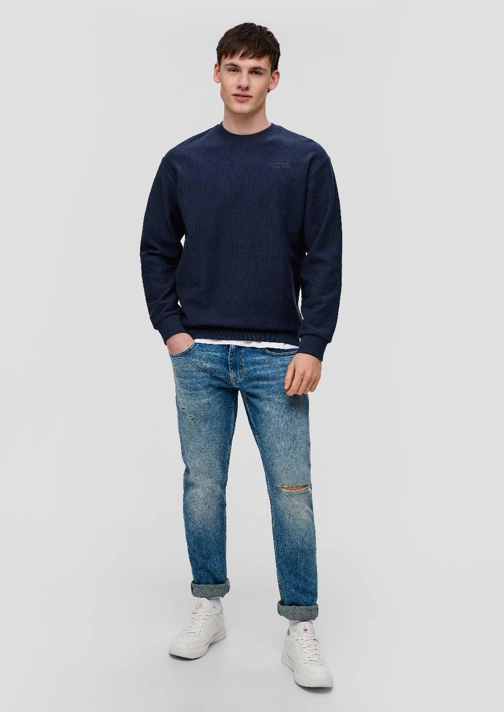 S.Oliver Sweatshirt Mit Rippstruktur