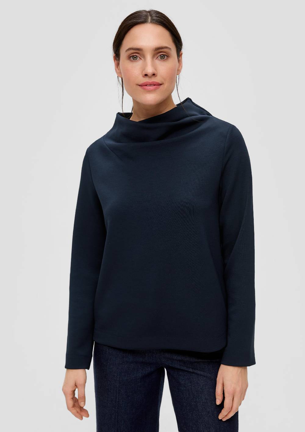 S.Oliver Sweatshirt Mit Wasserfall-Kragen