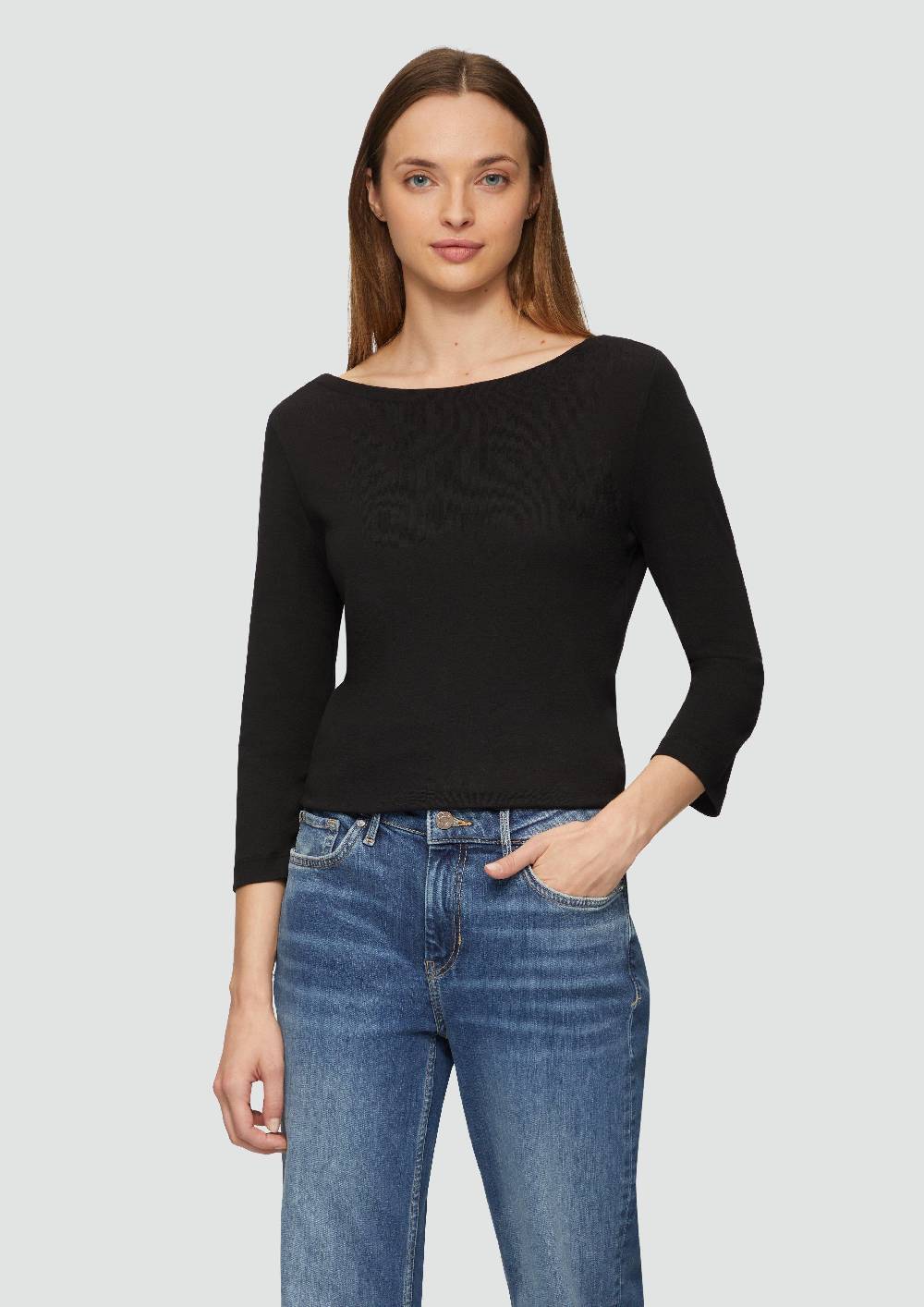 S.Oliver T-Shirt Mit 3/4-Arm Und U-Boot Ausschnitt