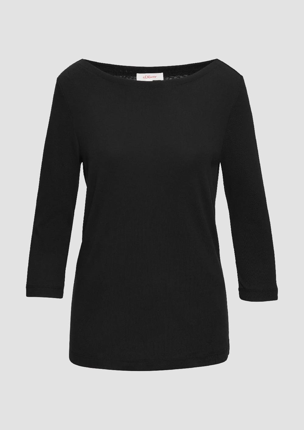 S.Oliver T-Shirt Mit 3/4-Arm Und U-Boot Ausschnitt